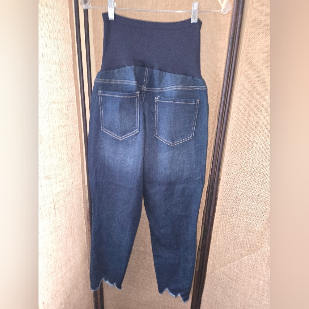 Women's Alivia Ford Distressed Hem Maternity Blue Jeans Size XL - Picture 11 of 11